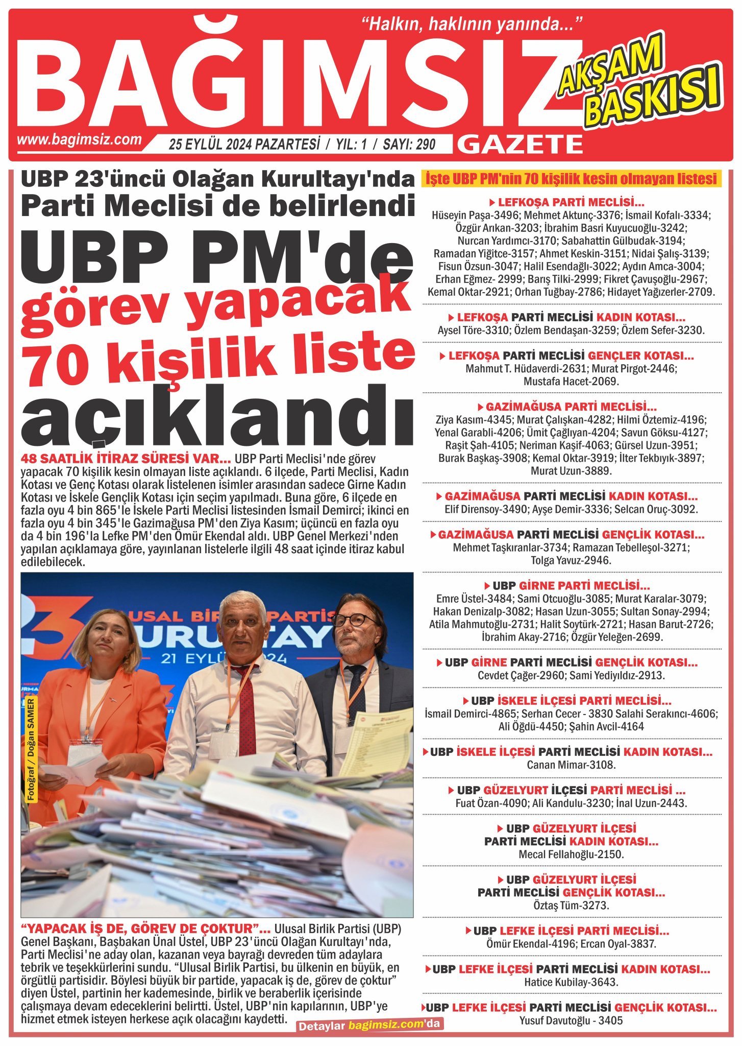 Bağımsız Gazete Akşam Baskısı Sayı 290