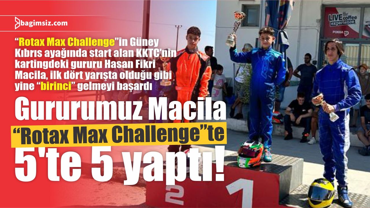 “Rotax Max Challenge”in Güney Kıbrıs ayağında start alan KKTC’nin kartingdeki gururu Hasan Fikri Macila, ilk dört yarışta olduğu gibi yine “birinci” gelmeyi başardı