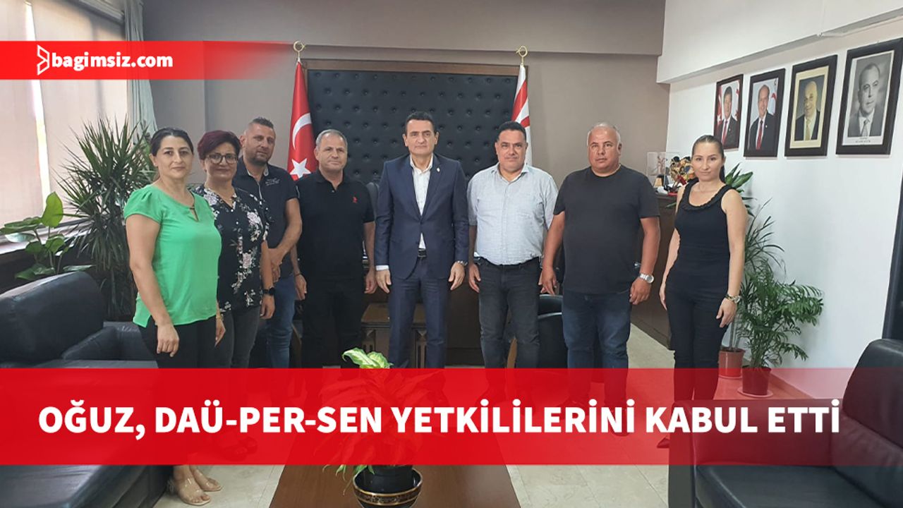 İçişleri Bakanı Oğuz, DAÜ-Per-Sen Başkanı Erdal Altun ve beraberindeki heyeti kabul ederek görüştü
