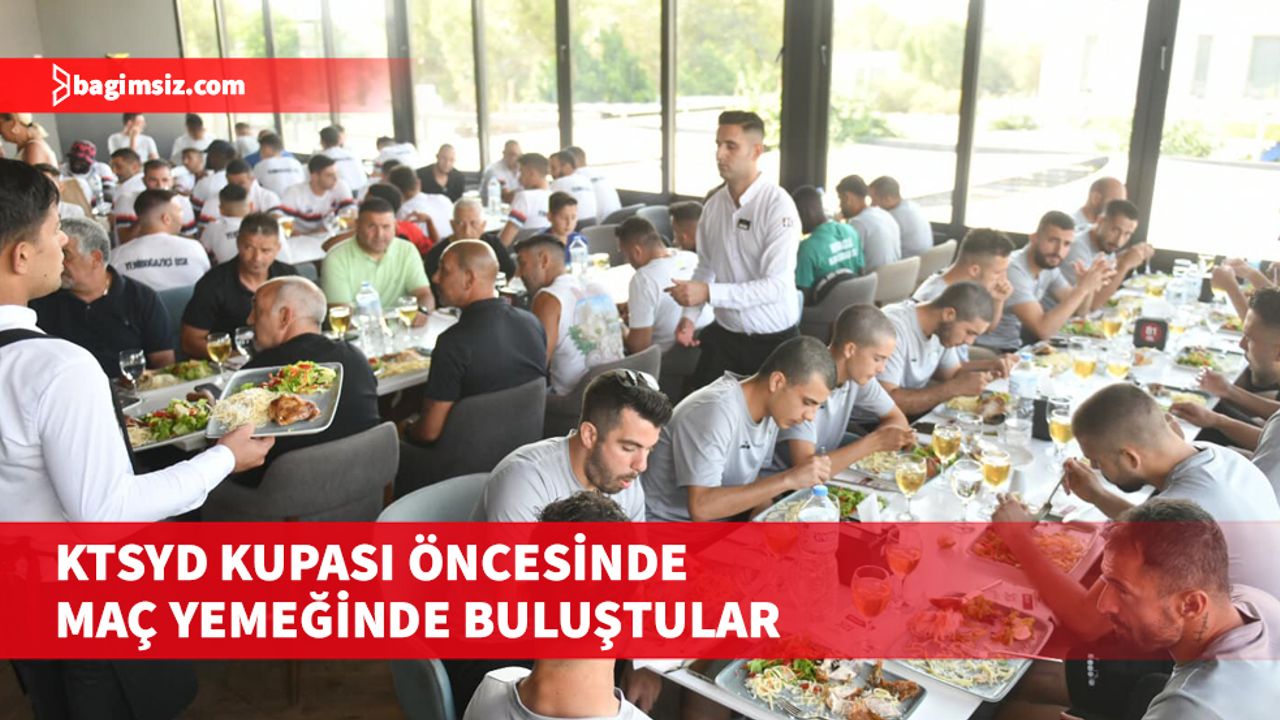 Yeniboğaziçi ile Miracle Karşıyaka takımları ve maçın hakemleri, KTSYD yönetiminin organizesiyle yemekte buluştu