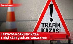 Lapta’da yoldan çıkan araç yol kenarındaki beton havuza çarptı