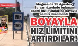 Mağusa’da 15 Ağustos Bulvarı üzerinde bulunan azami hız levhalarına boyayla saldırı düzenlendi