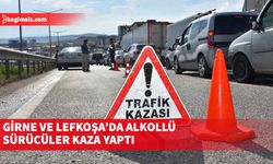 Girne’de alkollü sürücü sağ şeride geçerek karşıdan gelen araçla çarpıştı, Lefkoşa’da alkollü sürücü çemberin bordür taşlarına çarptı