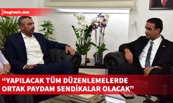 Gardiyanoğlu, KAMU-İŞ Başkanı Ahmet Serdaroğlu ve beraberindeki heyeti kabul etti