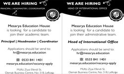 Mesarya Education House calls for Head of International Office and Principal/ Headmaster/Coordinator