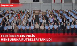 Polis mensuplarına, Lefkoşa Atatürk Spor Salonu'nda düzenlenen törenle rütbeleri takıldı