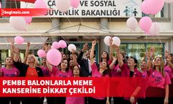 Çalışma ve Sosyal Güvenlik Bakanlığı personeli meme kanserine dikkat çekmek için pembe balon uçurdu