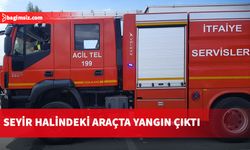 Alsancak’ta dün seyir halindeki araçta çıkan yangın itfaiye ekipleri tarafından söndürüldü