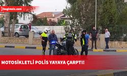 Eskort görevi yapan polis yolu karşıya geçmeye çalışan yayanın koluna çarptı