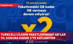 Turkcell’lilerin paketlerindeki GB’lar yıl sonuna kadar 2’ye katlanıyor