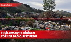 Yeşilırmak’ta biriken çöpler dağ oluşturdu