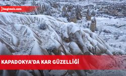 Kapadokya'nın manzarasına kar güzelliği eklendi...