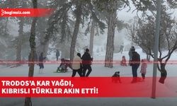 Trodos'a kar yağdı, Kıbrıslı Türkler akın etti!