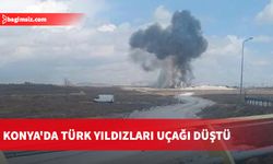 Konya'da Türk Yıldızları uçağı düştü