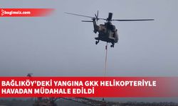 Bağlıköy’deki yangına GKK helikopteriyle havadan müdahale edildi