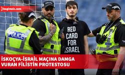 İskoçya-İsrail maçına damga vuran Filistin protestosu