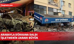 Arabayla dükkana daldı işletmenin zararı büyük