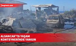 Alsancak'ta yaşam konteynerinde yangın