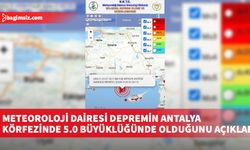 Meteoroloji Dairesi depremin Antalya Körfezinde 5.0 büyüklüğünde olduğunu açıkladı