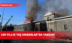 Erzurum'da tarihi Taş Ambarlar'da yangın...