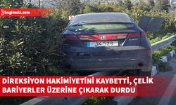 Boğazköy’de kaza: Direksiyon hakimiyetini kaybetti, çelik bariyerler üzerine çıkarak durdu