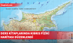 Türkiye’deki ders kitaplarında Kıbrıs Adası Fiziki Haritası güncellendi