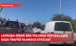 Lefkoşa-Girne ana yolunda hem yol çalışması hem de kaza sebebiyle trafik olumsuz etkilendi