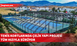 Gönyeli tenis kortlarında uluslararası standartlardaki yeni yapının çalışmaları sürüyor