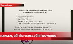 HAKSEN, Kamu Görevlileri Yasası eğitimi verecek