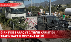 Girne Çevre Yolu'nda zincirleme kaza: 2 TIR ve 3 araç çarpıştı