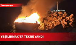 Yeşilırmak'ta tekne yandı