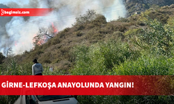 Girne-Lefkoşa anayolunda yangın