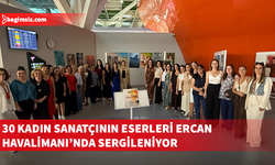 Mavi Fırça Sanat Evi'nin karma resim sergisi, Ercan Havalimanı’nda açıldı