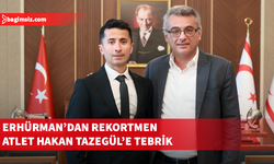 Erhürman, sporcu Hakan Tazegül’ü kabul etti