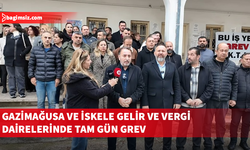 KTAMS, KAMUSEN ve KAMU-İŞ Gazimağusa ile İskele Gelir ve Vergi Dairelerinde tam gün greve gitti