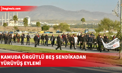 Kamuda örgütlü beş sendikadan yürüyüş eylemi