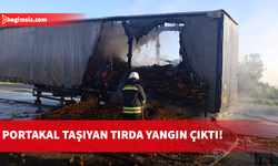 Portakal yüklü tırda yangın...