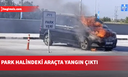 Ercan Havalimanı'nda park halinde bulunan bir araçta yangın çıktı