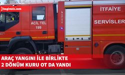Balıkesir-Ercan Yolunda araç yangını...