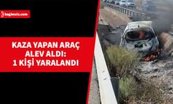 Gazimağusa-Lefkoşa Anayolu'nda kaza yapan araç alev aldı...