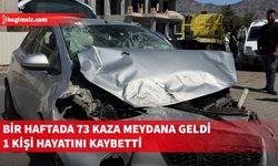 Bir haftada 73 trafik kazası: 1 ölü, 21 yaralı...
