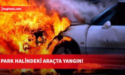 Alsancak'ta bir sitede park halindeki araçta yangın çıktı