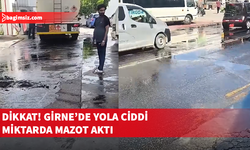 Girne’de Ecevit Caddesi’nde mazot yola döküldü...