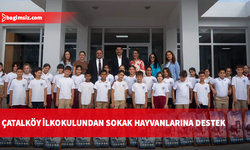 Çatalköy İlkokulu öğrencilerinden sokak hayvanlarına mama desteği
