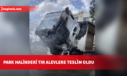 Küçük Kaymaklı’da park halindeki TIR alevlere teslim oldu