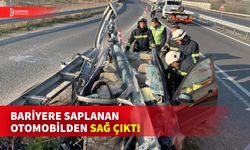 TEKİRDAĞ’DA HAKİMİYETİNİ KAYBEDEN SÜRÜCÜ BARİYERLERE SAPLANDI