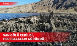 VAN GÖLÜ’NÜN ÇEKİLMESİYLE SU ALTI PERİBACALARI ORTAYA ÇIKTI