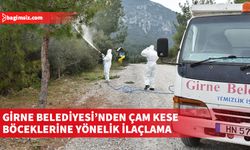 Girne Belediyesi  çam kese böceklerine yönelik bazı noktalara ilaçlama yaptı