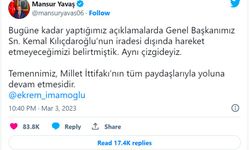 Ankara Büyükşehir Belediye Başkanı Yavaş ve İBB Başkanı İmamoğlu, Akşener'in Millet İttifakı'na yönelik ifadeleriyle ilgili sosyal medyadan açıklama yaptı