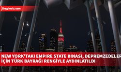 New York'ta Empire State binası depremzedeler için kırmızı beyaz renklerle ışıklandırıldı